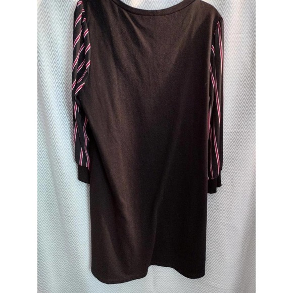 Luxology Black Red Striped Dress Knit Cotton Poly Blend 3/4 Sleeves XL NWT - Picture 4 of 6